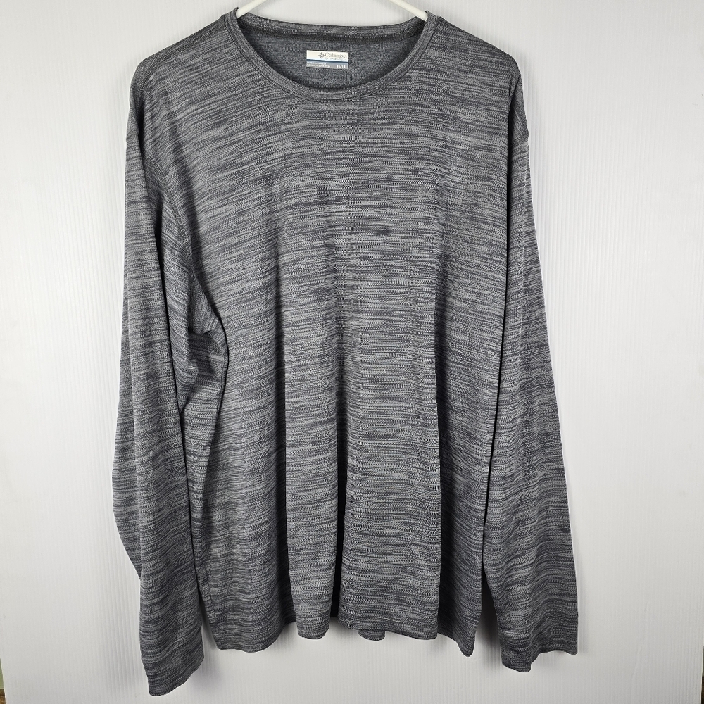 Columbia Men's Gray Heathered Dri Fit Long Sleeve Top Size XL LightweightCooling